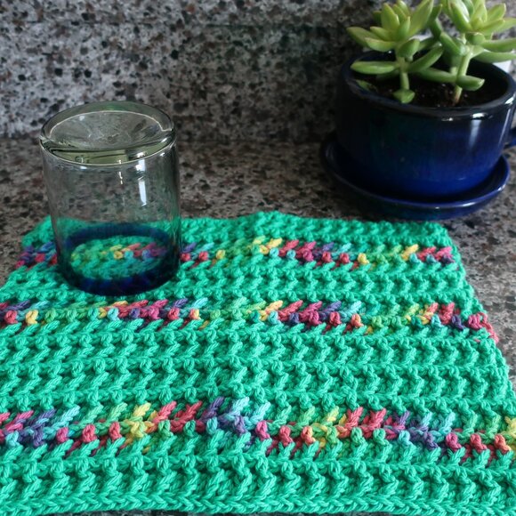 Multicolored Crochet Dish Drying Mats 100% Cotton Kitchen - Picture 3 of 13